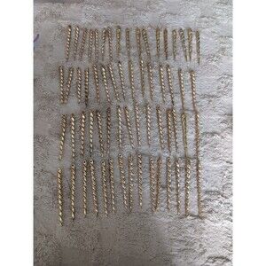 Vtg Hard Plastic Icicle Ornaments Gold 64 Christmas Dangling Spiral